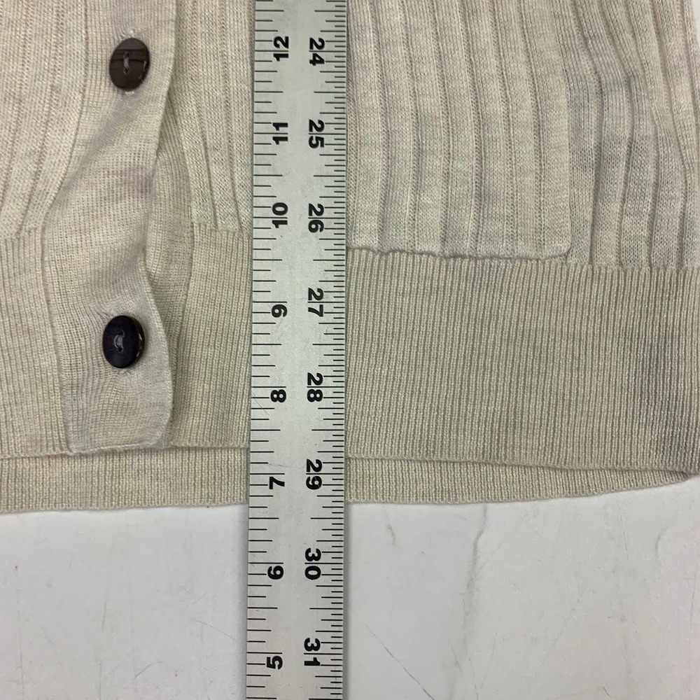 The Reset R LABEL Ribbed Knit Cardigan Button Front Long Sleeve Beige Women - Picture 14 of 14